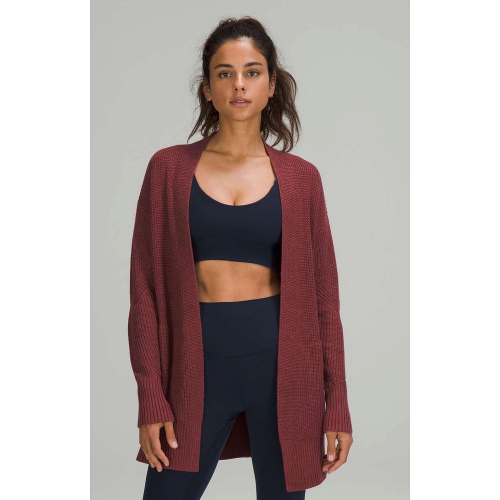 Lululemon Cashlu Cardigan Womens XS/S Mulled Wine Cashmere